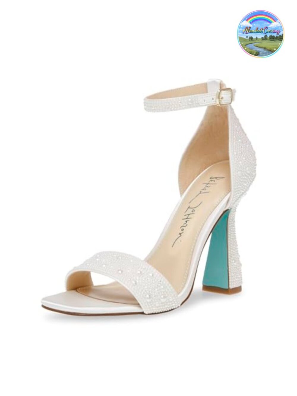 Embellished Heeled Sandals Flare Heel Square Toe Ankle Strap Buckle Closure